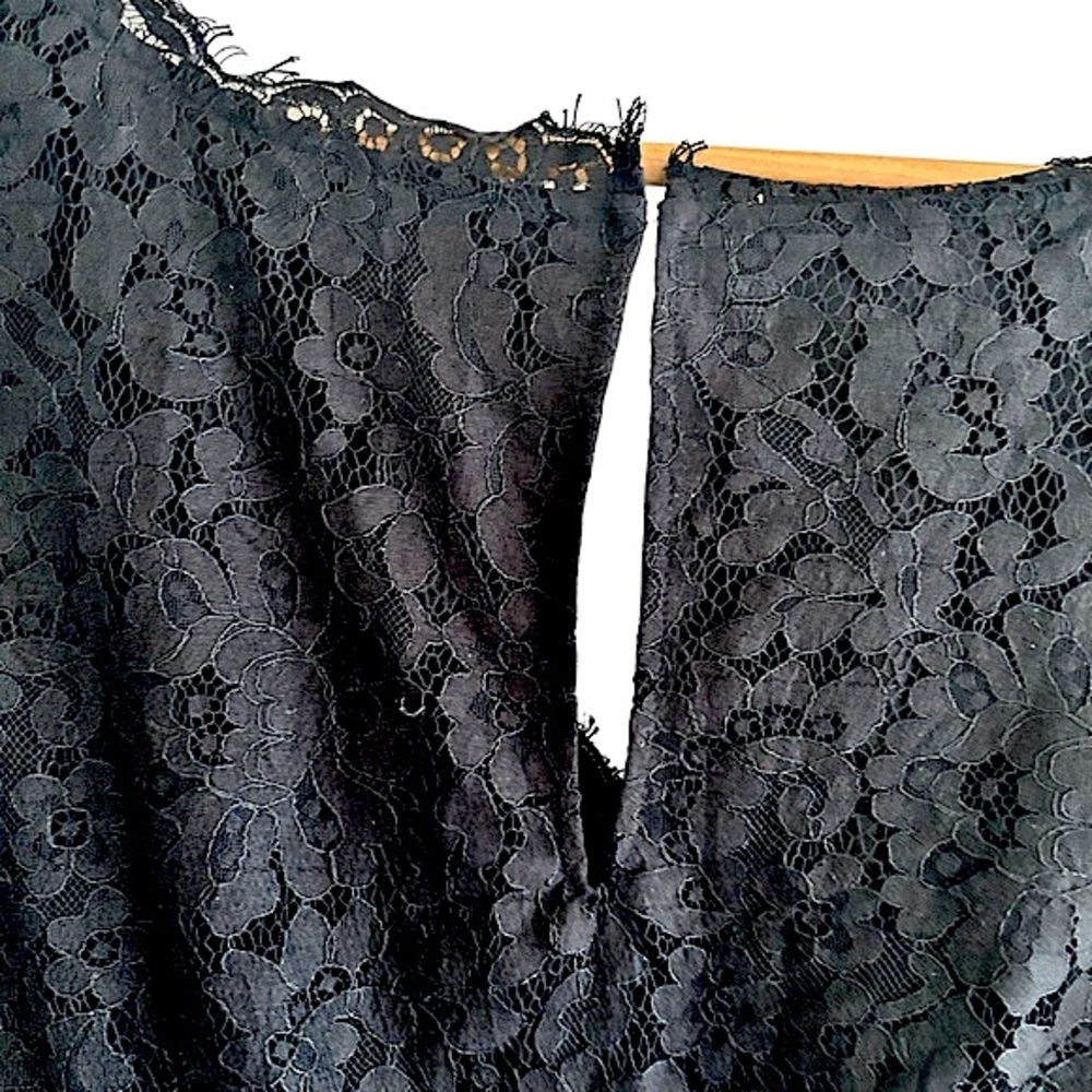 Joie Lebanon Black V-Neck Eyelash Sleeveless Womens Cocktail Lace Dress Size M - Picture 13 of 15